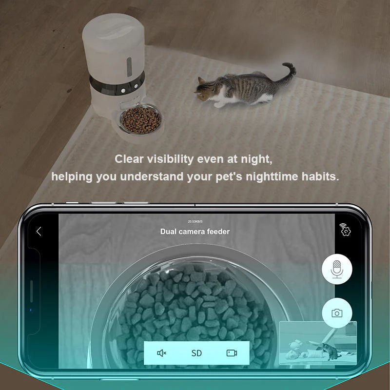 HEYBO Smart Automatic Pet Feeder with Integrated Camera and App Control