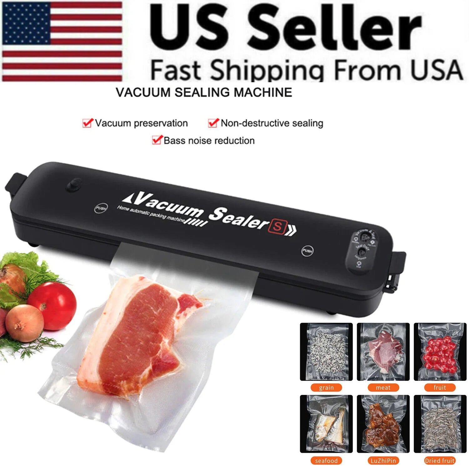 Vacuum Sealer Machine – Automatic Food Preservation & Storage Saver with Seal Bags