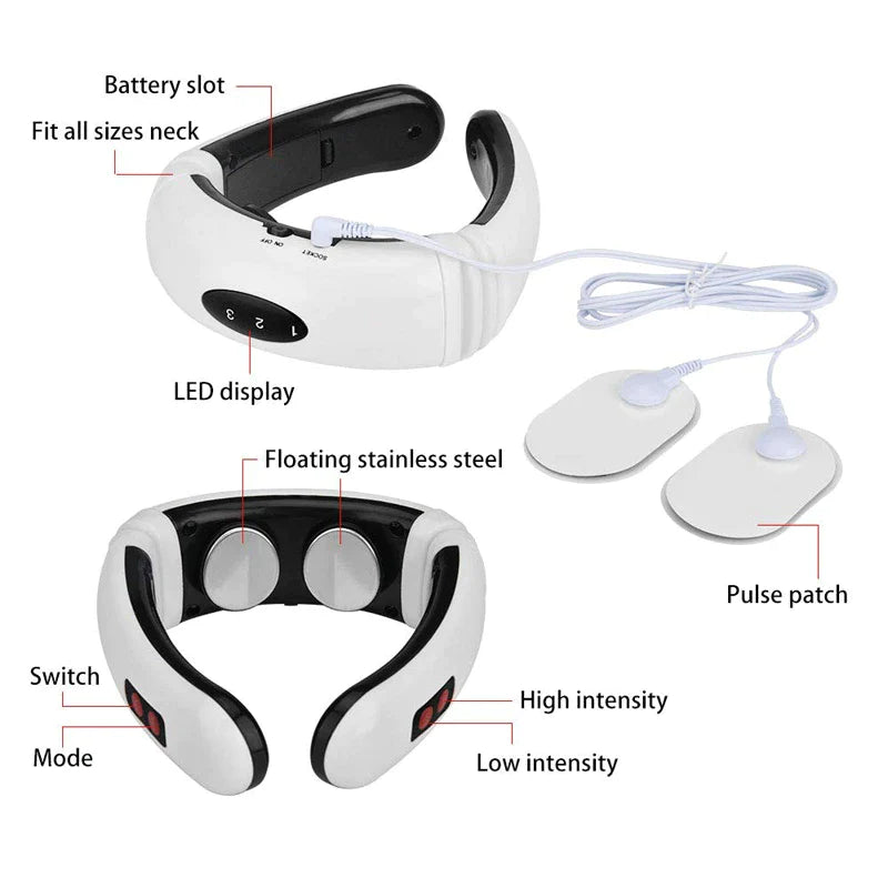 Electric Neck Massager – Pulse & Magnetic Therapy for Cervical Muscle Relaxation and Pain Relief