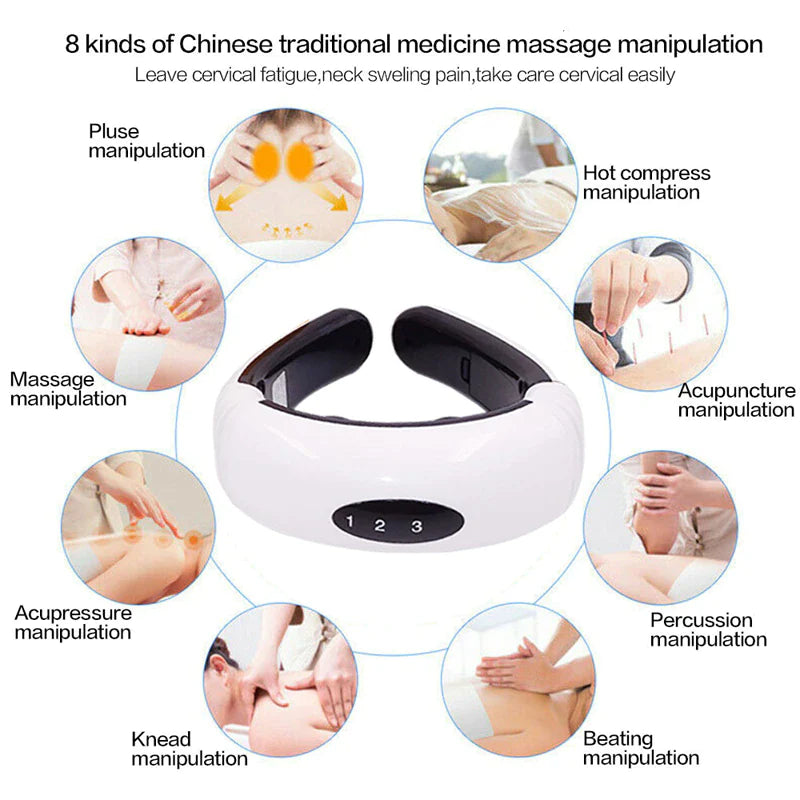 Electric Neck Massager – Pulse & Magnetic Therapy for Cervical Muscle Relaxation and Pain Relief
