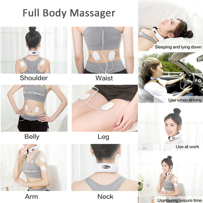 Electric Neck Massager – Pulse & Magnetic Therapy for Cervical Muscle Relaxation and Pain Relief