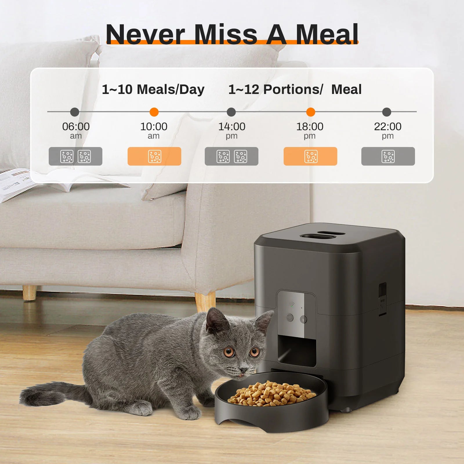 HEYBO Automatic Smart Pet Feeder with 2L Capacity for Cats and Dogs