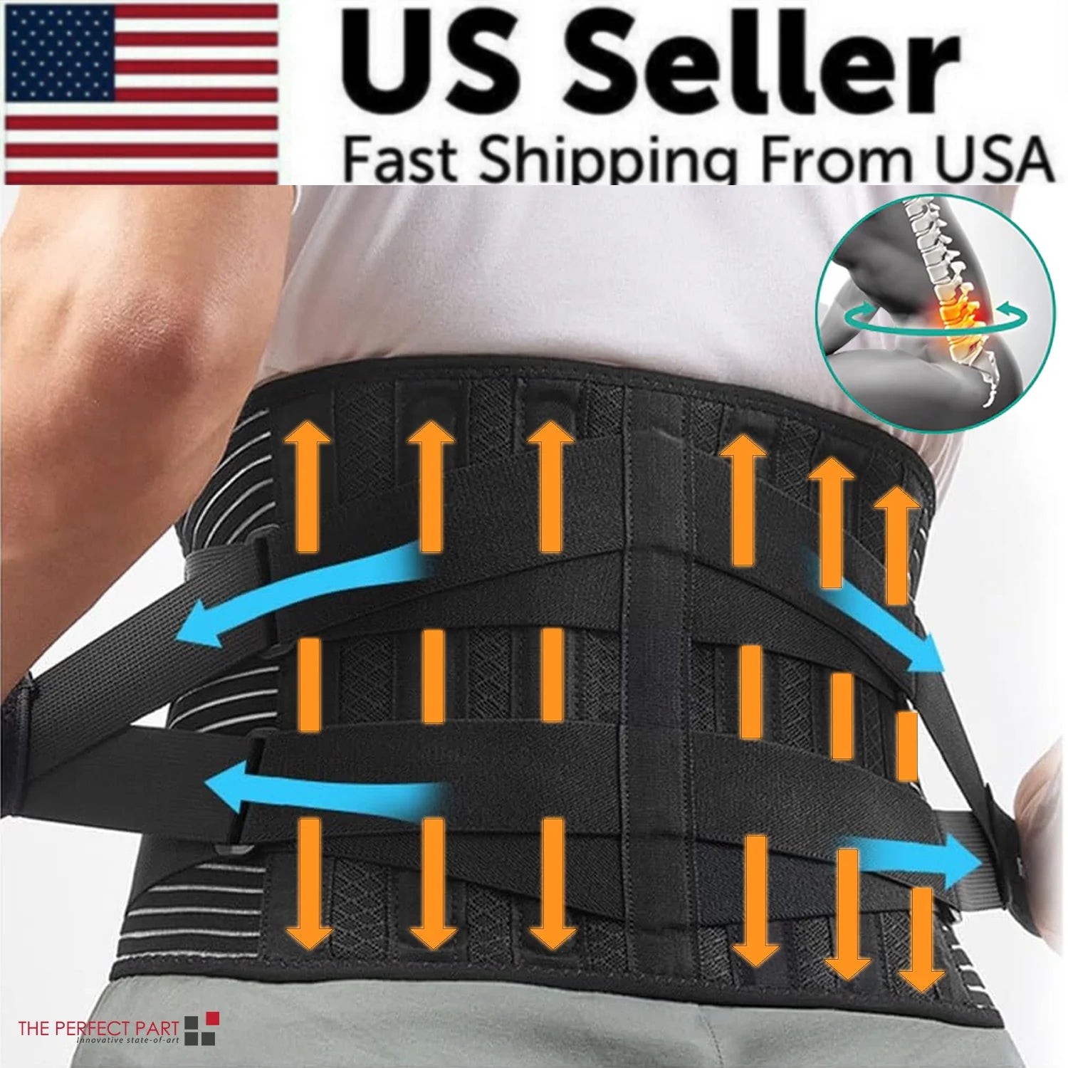 Adjustable Lumbar Support Belt – Back Brace for Lower Back Pain & Posture Support