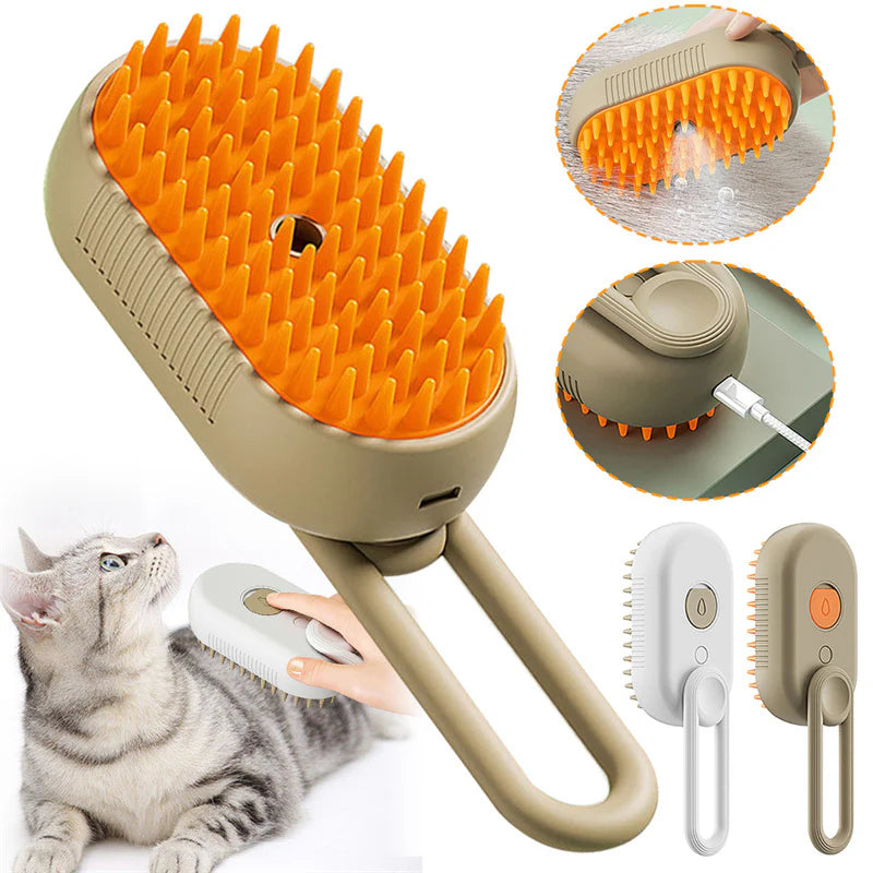 3-in-1 Cat & Dog Steam Brush – Electric Spray Grooming Comb for Hair Removal & Massage