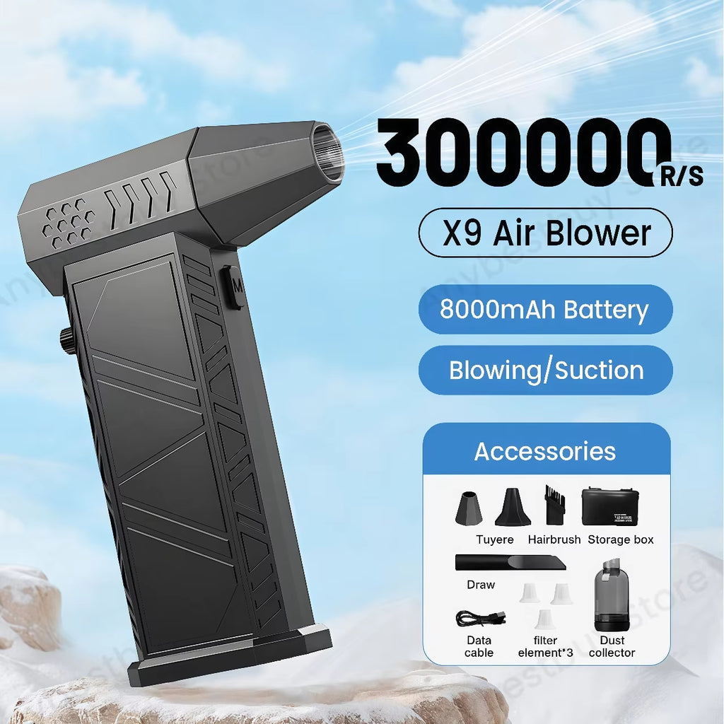 Brushless Snow & Dust Blower – 300,000 RPM Air Duster for Cars, PC & Home Cleaning