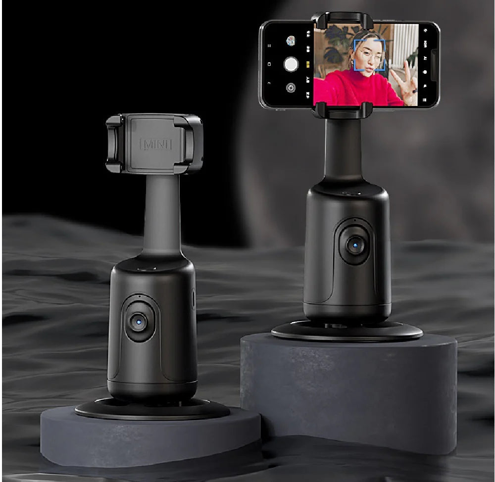 360° Auto Face Tracking Smart Gimbal – AI Phone Holder for Video, Vlogging, Live Streaming & Stabilization