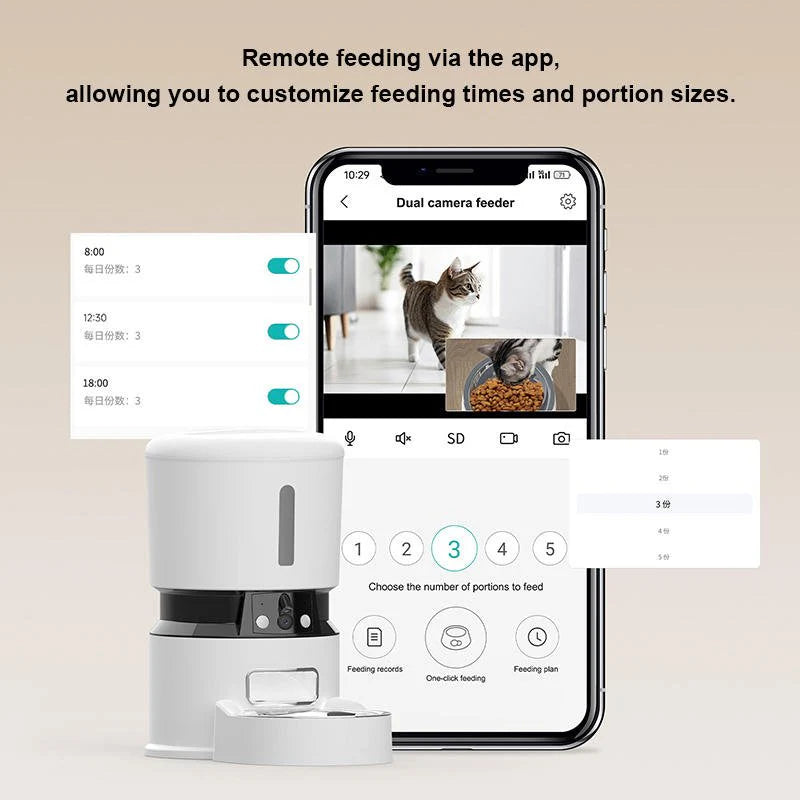 HEYBO Smart Automatic Pet Feeder with Integrated Camera and App Control