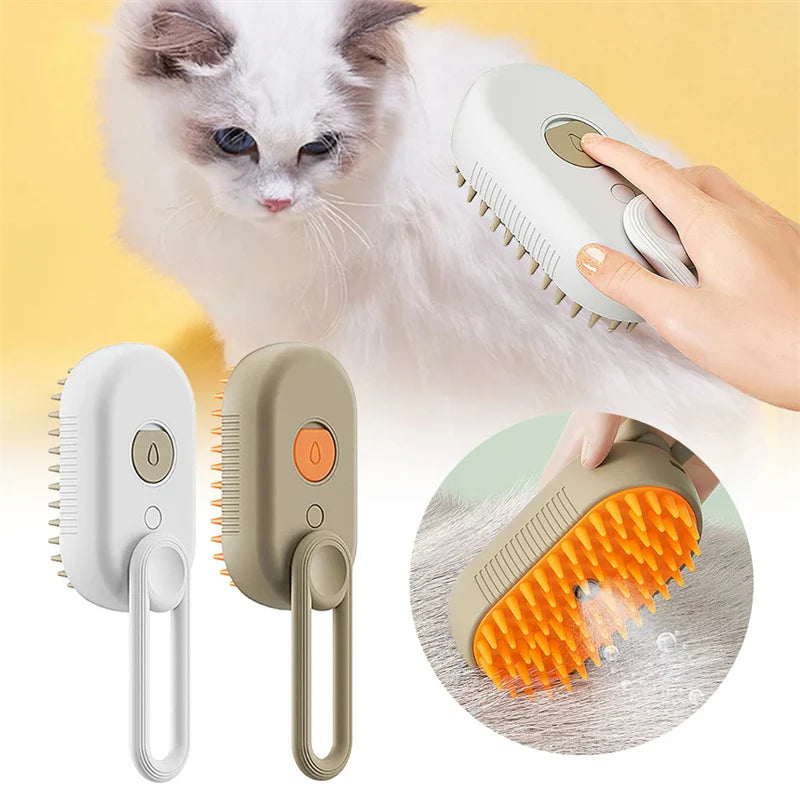 3-in-1 Cat & Dog Steam Brush – Electric Spray Grooming Comb for Hair Removal & Massage