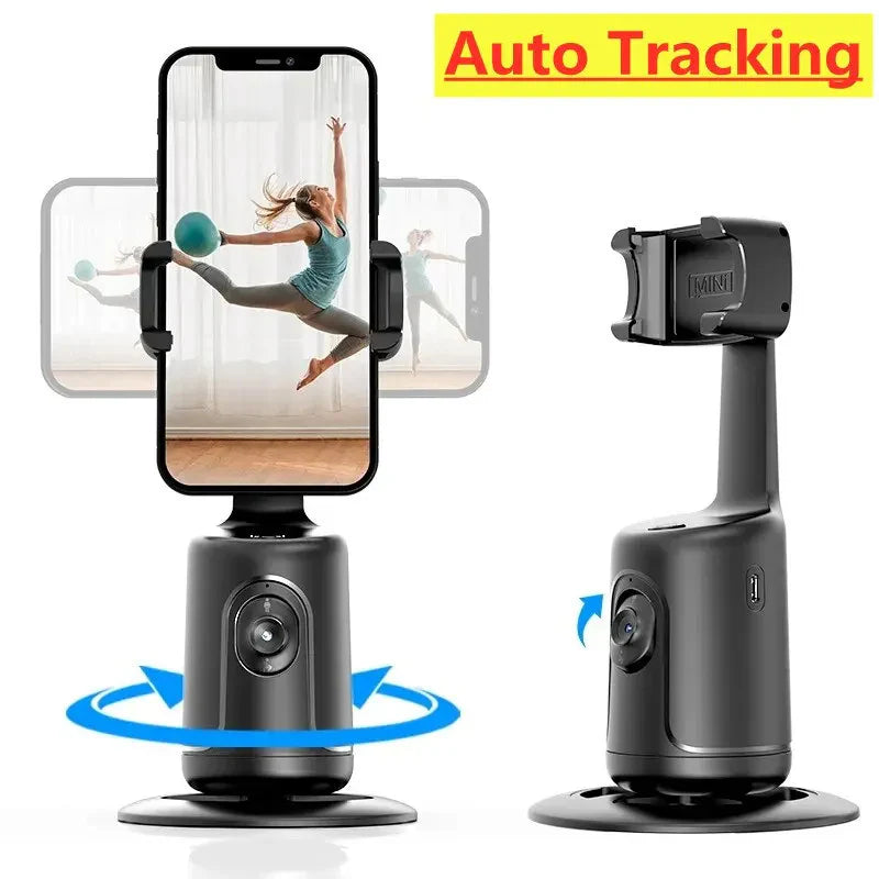 360° Auto Face Tracking Smart Gimbal – AI Phone Holder for Video, Vlogging, Live Streaming & Stabilization