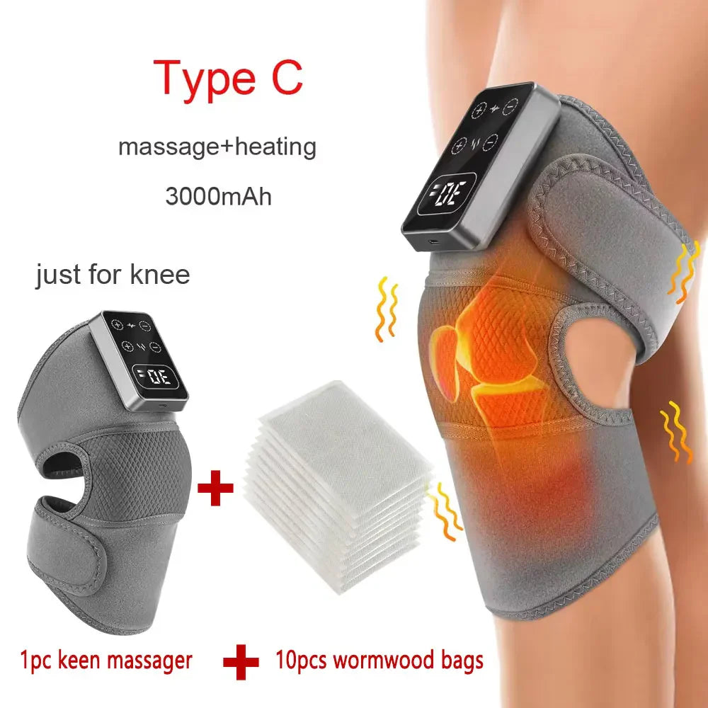 3-in-1 Heated Vibration Knee & Joint Massager – Hot Compress Therapy for Knee, Shoulder & Elbow Pain Relief