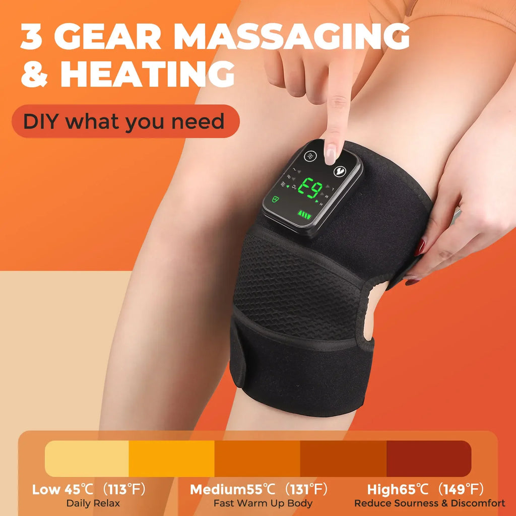 3-in-1 Heated Vibration Knee & Joint Massager – Hot Compress Therapy for Knee, Shoulder & Elbow Pain Relief
