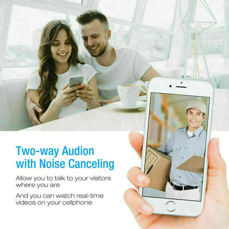 Smart WiFi Video Doorbell – Wireless Security Camera with Two-Way Intercom & Phone Alerts