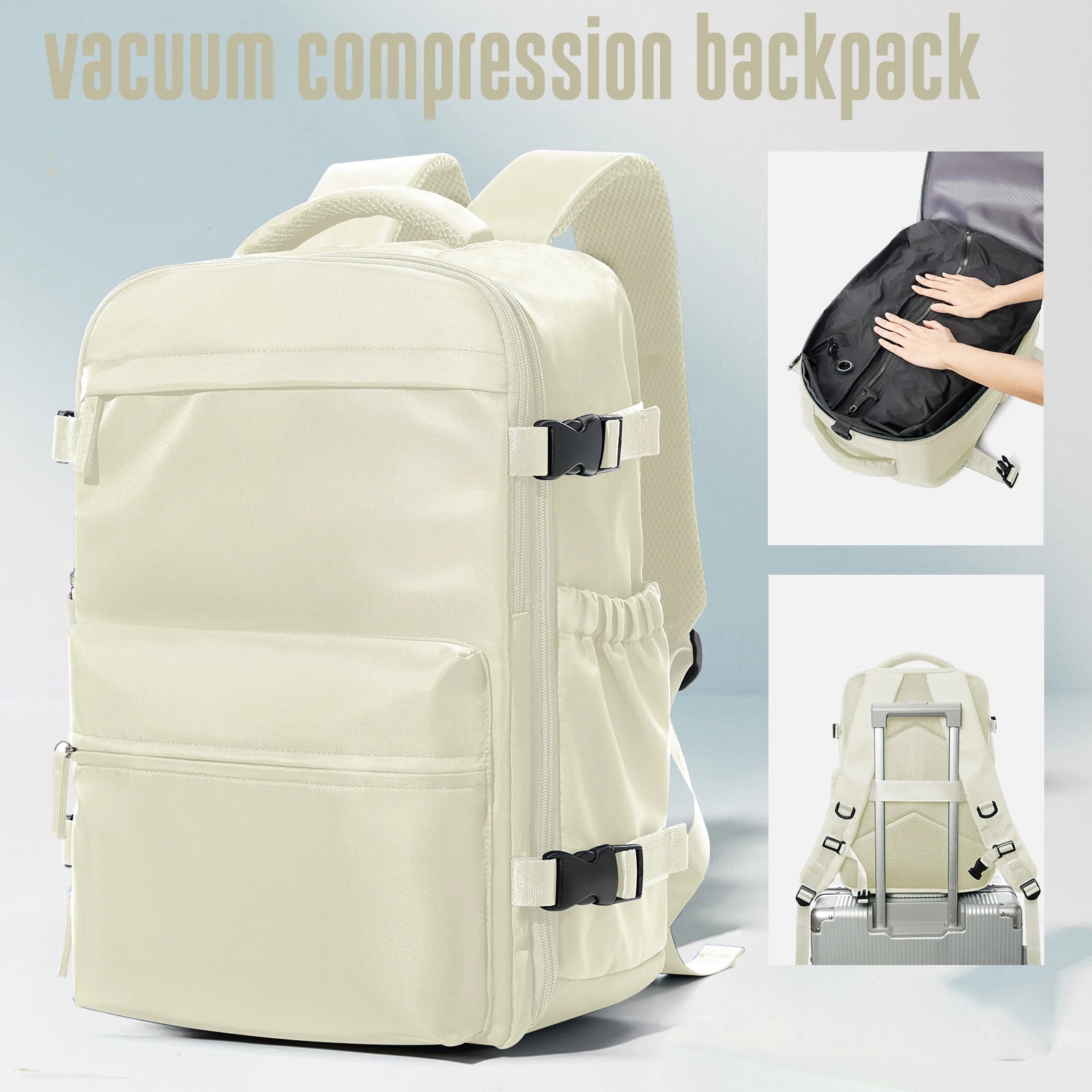 Vacuum Compression Backpack with Optional Pump – Expandable Large-Capacity Laptop, School & Business Bag for Men and Women