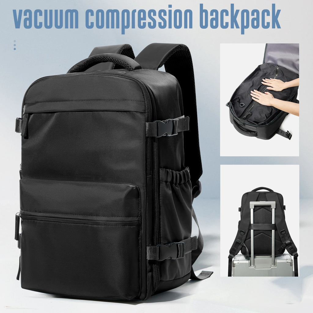 Vacuum Compression Backpack with Optional Pump – Expandable Large-Capacity Laptop, School & Business Bag for Men and Women