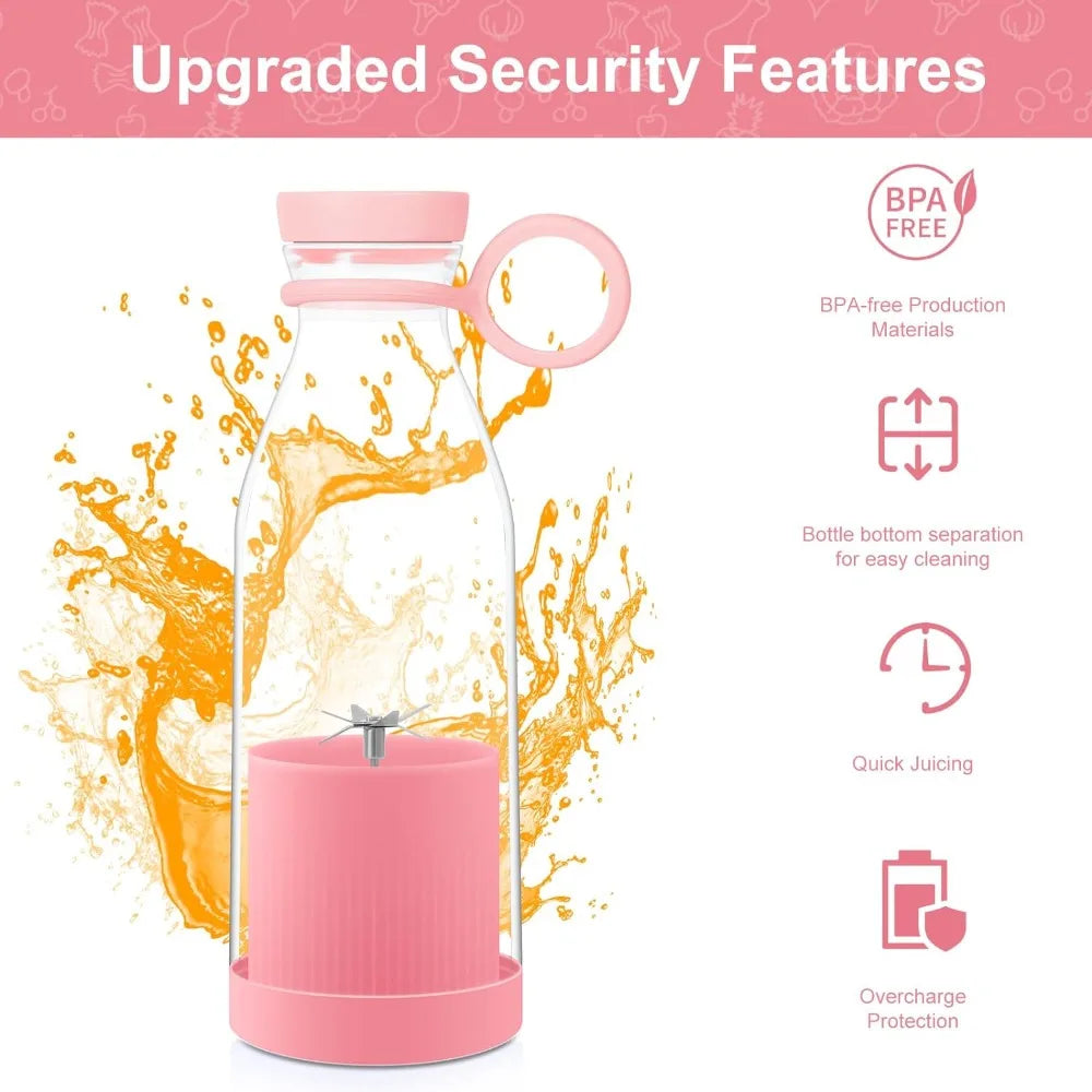 Portable Blender Bottle - USB Rechargeable Smoothie Maker for Travel and Home