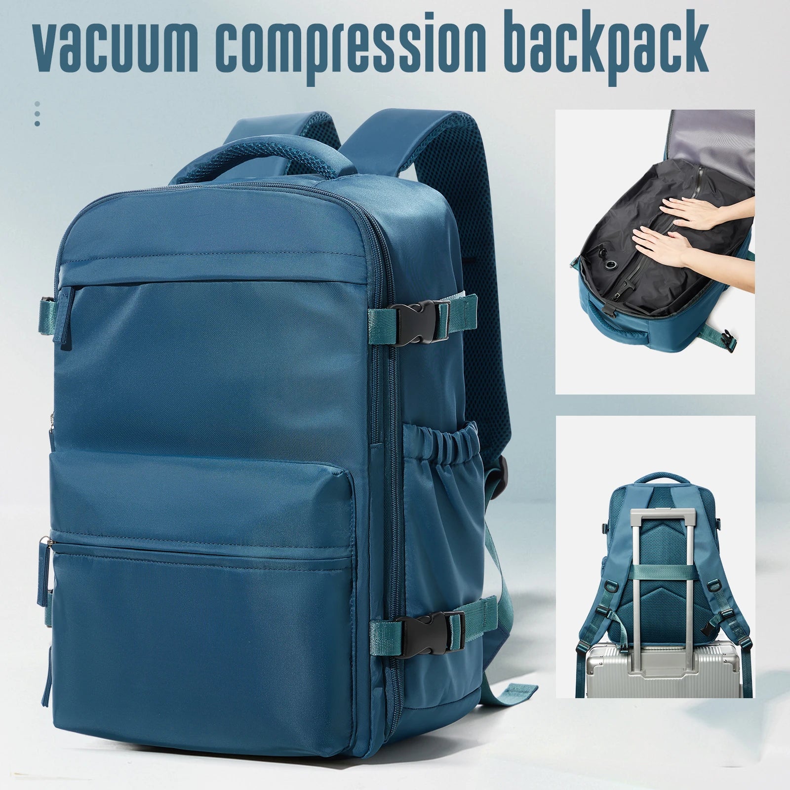 Vacuum Compression Backpack with Optional Pump – Expandable Large-Capacity Laptop, School & Business Bag for Men and Women