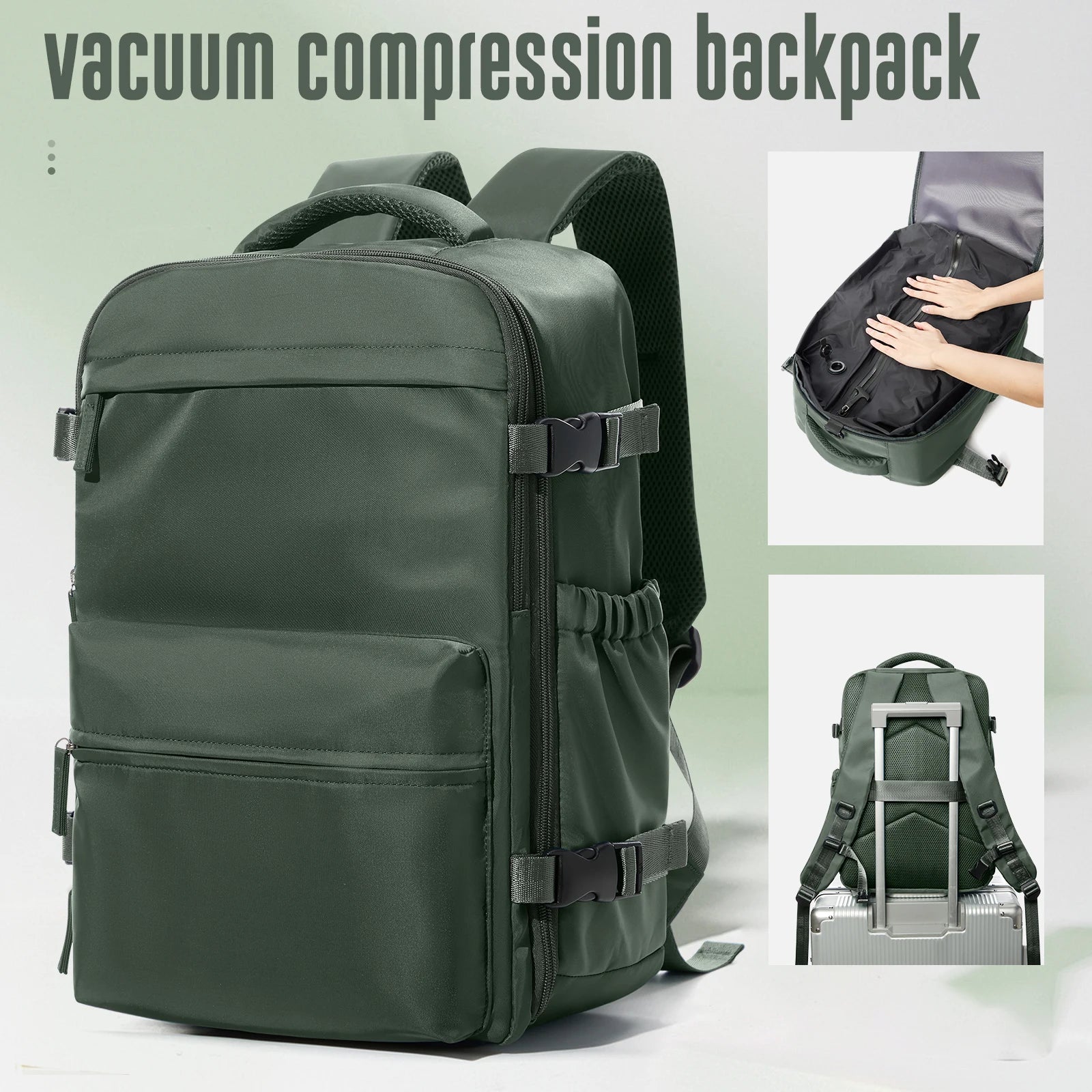 Vacuum Compression Backpack with Optional Pump – Expandable Large-Capacity Laptop, School & Business Bag for Men and Women