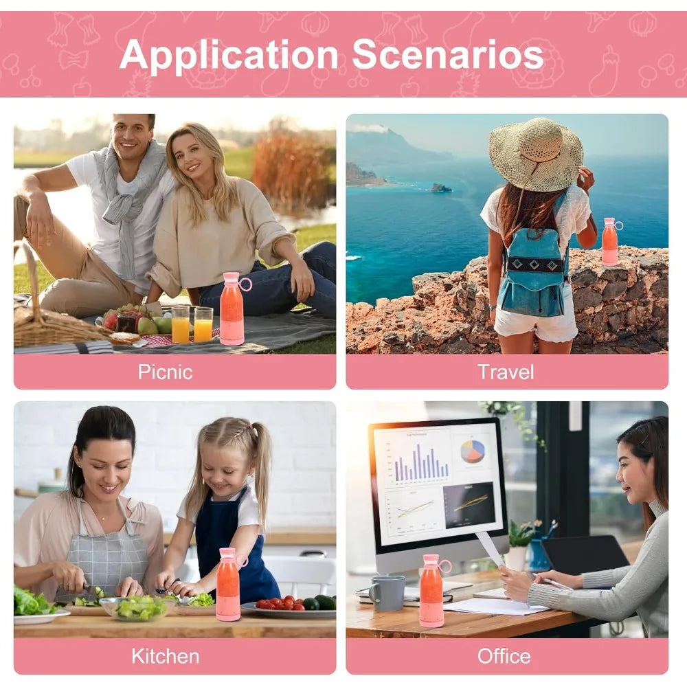 Portable Blender Bottle - USB Rechargeable Smoothie Maker for Travel and Home