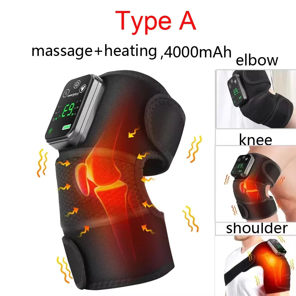 3-in-1 Heated Vibration Knee & Joint Massager – Hot Compress Therapy for Knee, Shoulder & Elbow Pain Relief