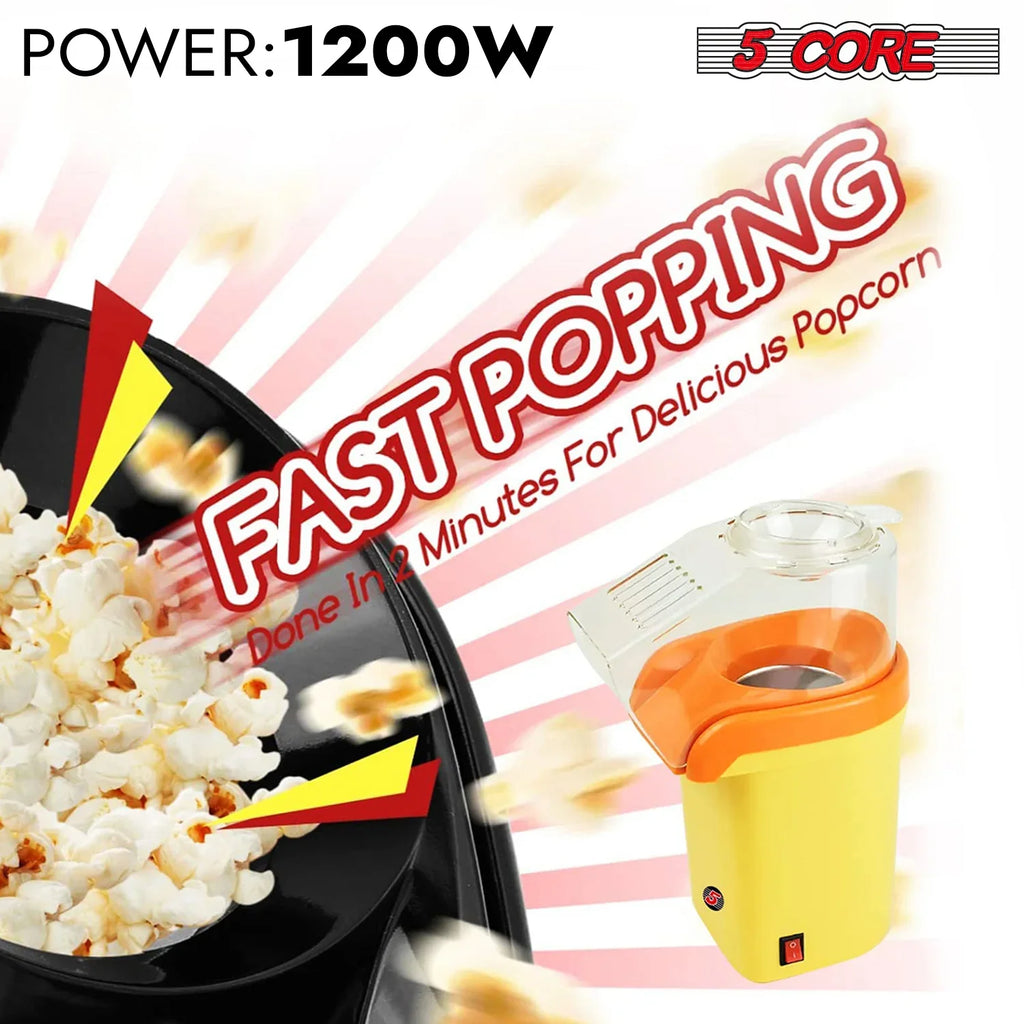 5Core Hot Air Popcorn Maker – Mini Portable Electric Popper (16-Cup Capacity)