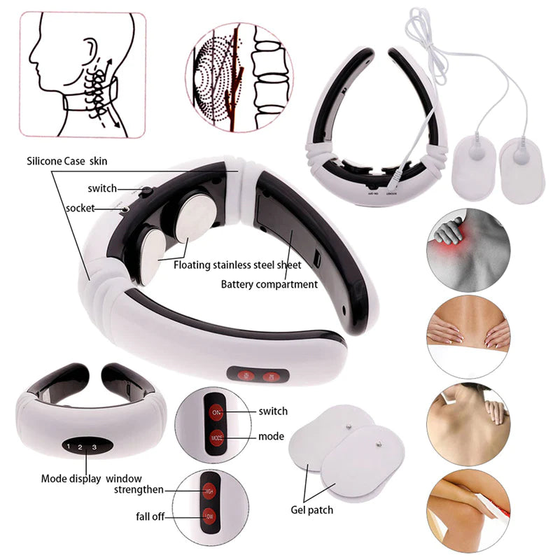 Electric Neck Massager – Pulse & Magnetic Therapy for Cervical Muscle Relaxation and Pain Relief
