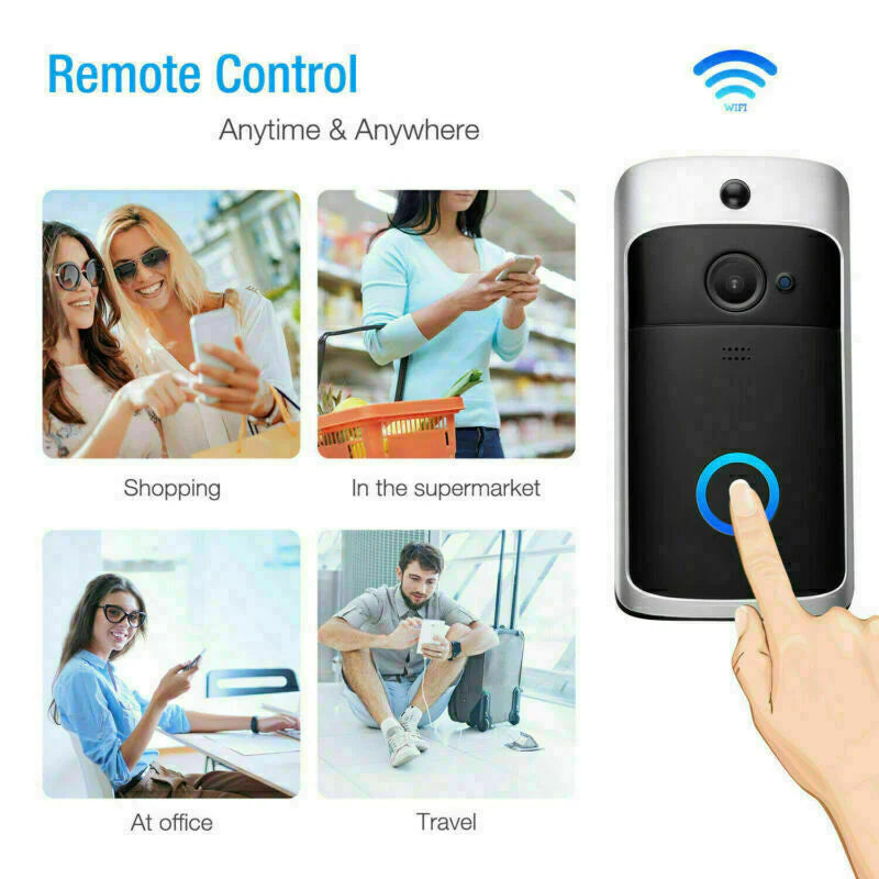 Smart WiFi Video Doorbell – Wireless Security Camera with Two-Way Intercom & Phone Alerts