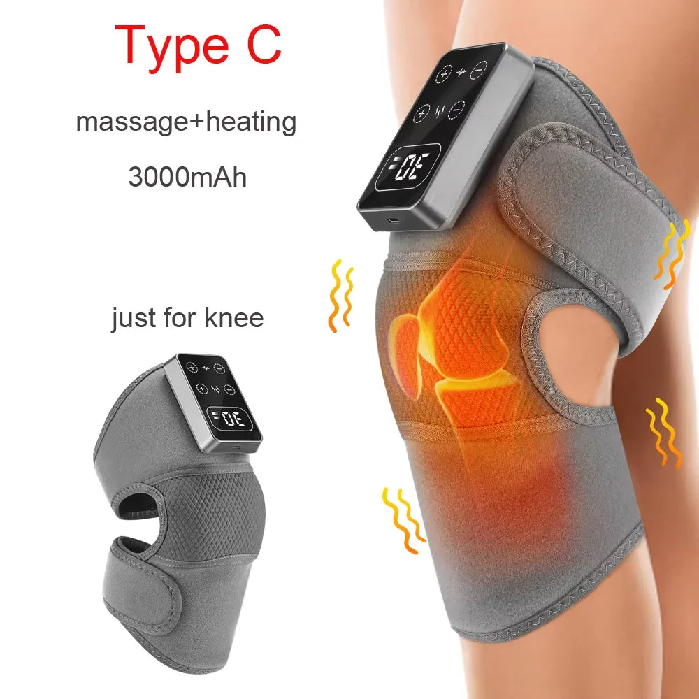 3-in-1 Heated Vibration Knee & Joint Massager – Hot Compress Therapy for Knee, Shoulder & Elbow Pain Relief
