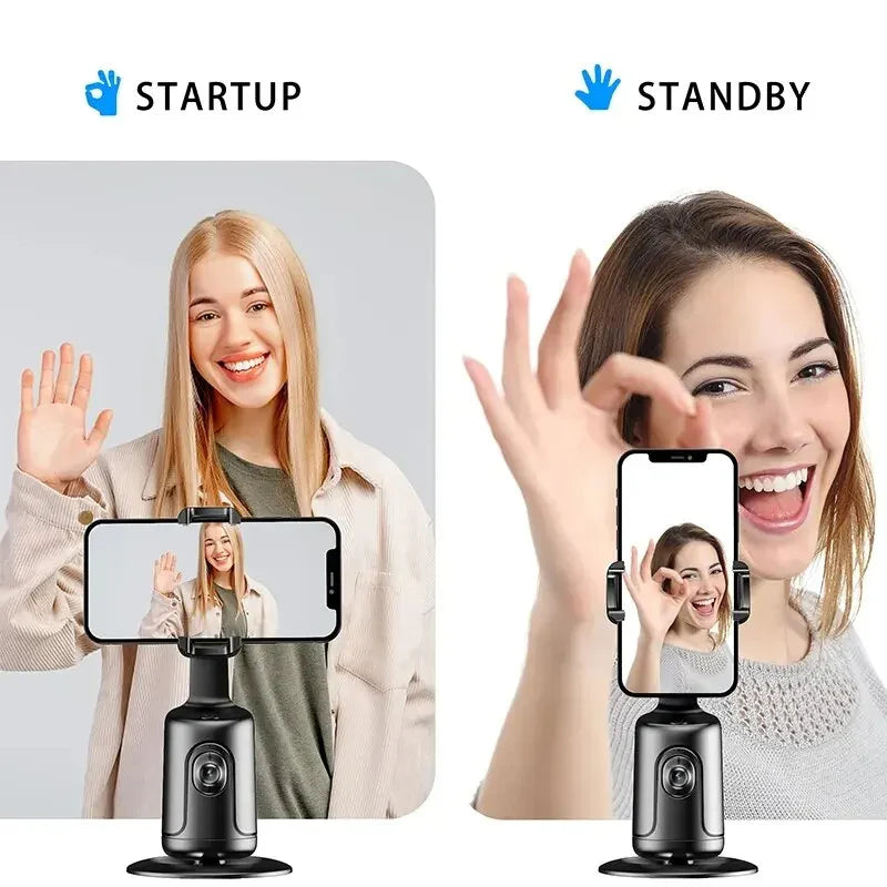 360° Auto Face Tracking Smart Gimbal – AI Phone Holder for Video, Vlogging, Live Streaming & Stabilization