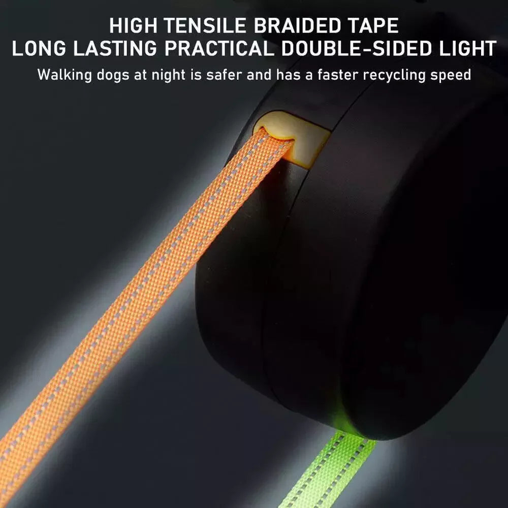 Dual Pet Retractable Leash with Reflective Features and 360-Degree Swivel for Double Dog Walking